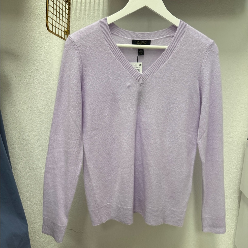 Charter Club Purple V-Neck Sweater 100% cashmere